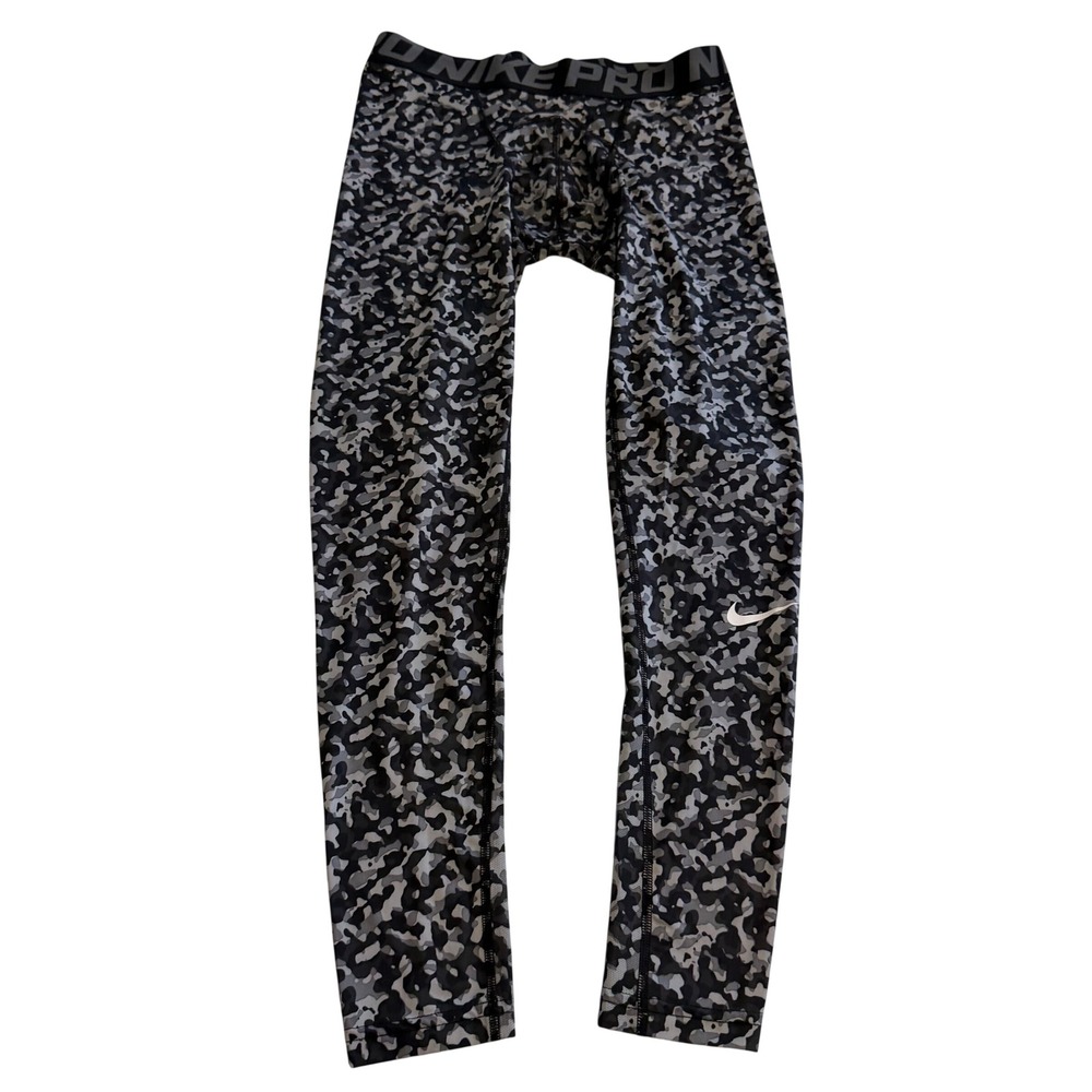 Nike Pro Mens Yoga Training Compression Tights Gray Camo Leggings Medium
